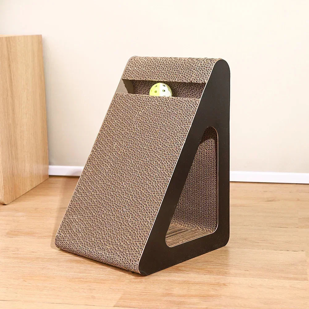 2 in 1 Cat Scratcher Cardboard Triangles Shaped Cat Scratching Board With Ball Wear-resistant Cat Clawing Board For Indoor Cat