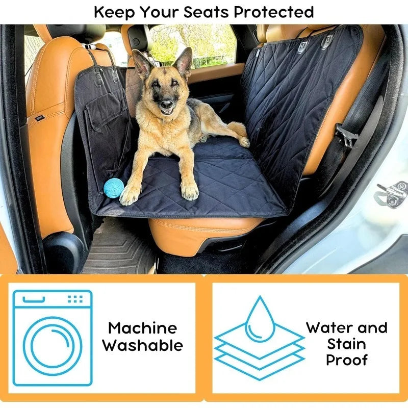 Car Seat Cover Waterproof Dog Car Seat Cover with Mesh Window and Storage Pockets Dogs Car Backseat Extender SUV Car Travel Bed