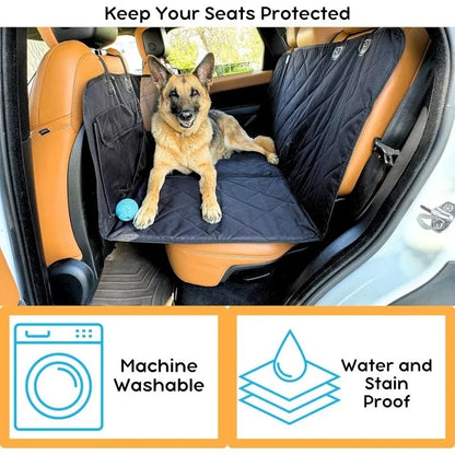 Car Seat Cover Waterproof Dog Car Seat Cover with Mesh Window and Storage Pockets Dogs Car Backseat Extender SUV Car Travel Bed