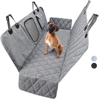 Car Seat Cover Waterproof Dog Car Seat Cover with Mesh Window and Storage Pockets Dogs Car Backseat Extender SUV Car Travel Bed